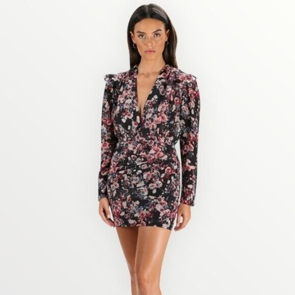 IRO Merca Pleated Floral-Print Silk-Georgette Mini Dress - Picture 2 of 11